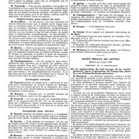 0966 - Page 274 - Mercr. méd. Sociétés savantes. Société de chirurgie. Séance du 4 juin 1890. Discussion sur l'extirpation du rectum. / Néphrectomie pour cancer du rein. / Exstrophie vésicale. / Autoplastie poru ulcères. / Société médicale des hôpitaux. Séance du 6 juin 1890. De la suppression de tout lavage de la cavité pleurale après l'opération de l'empyème, dans les cas d'épanchements pleuraux