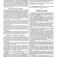 0998 - Page 302 - Mercr. méd. Sociétés savantes. Société de chirurgie. Séance du 11 juin 1890. Des cystopexies pour cystocèle vaginale. / Nature infectieuses du tétanos. / Péritonite tuberculeuse. Laparotomie. / Fistule biliaire. / Académie des sciences. Séance du 16 juin 1890. Recherches sur la digestion des albuminoïdes. / Influence de l'infusion du sang de chien à des lapins sur l'évolution de la tuberculose