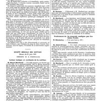 0999 - Page 303 - Mercr. méd. Sociétés savantes. Académie des sciences. Séance du 16 juin 1890. Influence de l'infusion du sang de chien à des lapins sur l'évolution de la tuberculose. / Société médicale des hôpitaux. Séance du 20 juin 1890. Action tonique et excitante de la caféine. / Traitement de la rougeole maligne par les bains froids. / Discussion