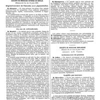 1001 - Page 305 - Mercr. méd. Étranger. Allemagne. Société de médecine interne de Berlin. Séances du 2 et du 16 juin 1890. Dégénérescence de l'intestin avec pigmentation. / Un cas de selérodermie. / Doigt à ressort. / Société de médecine Berlinoise. Séances du 4 et du 11 juin 1890. Actinomycose du poumon. / Syphilis par morsure. [A. B.]