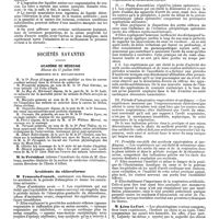 1007 - Page 311 - Mercr. méd. Revue des journaux. Effets du travail musculaire et de l'ingestion de liquides, sur la pression sanguine, (Untersuchungen über die Muskelarbeit und Flüssigkeitsaufname bedingten Blutdrucksschwankungen) par Maximowitch et Rieder. / Sociétés savantes. Académie de médecine. Séance du 17 juillet 1890. Accidents du chloroforme. / Phase d'excitation vraie. / Phase d'anesthésie régulière (phase opératoire). / Période d'intoxication respiratoire et cardiaque. / Procédés curatifs des accidents respiratoires et cardiaques