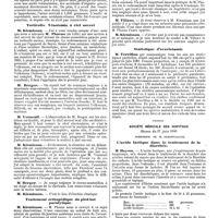 1009 - Page 313 - Mercr. méd. Sociétés savantes. Société de chirurgie. Séance du 25 juin 1890. Traitement de la péritonite tuberculeuse. / Torticolis. Ténotomie à ciel ouvert. / Traitement orthopédique du pied-bot paralytique. / Statistique d'ovariotomie. / Société médicale des hôpitaux. Séance du 27 juin 1890. L'acide lactique dans le traitement de la diarrhée