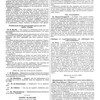 1011 - Page 315 - Mercr. méd. Sociétés savantes. Société médicale des hôpitaux. Séance du 27 juin 1890. Asphyxie par la vapeur de charbon. - Troubles cérébraux consécutifs, emphysème sous-cutané. / Traitement de la pneumonie grave par les bains froids. / Ordre du jour de la séance du 4 juillet. / Société de biologie. Séance du 28 juin 1890. Aristol. / Suc testiculaire. / Clinique et expérimentation en chirurgie des voies urinaires. / Séance du 21 juin 1809 (Suite.)