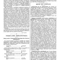 1051 - Page 347 - Mercr. méd. Thérapeutique médicale. De l'emploi des couleurs d'aniline comme antiseptiques. [H. Vaquez]. / Formulaire thérapeutique. Sirop contre l'obstruction chronique des viscères abdominaux. / Revue des journaux. Pathogénie de la suppuration (Ein Beitrag zur AEtiologie der Eiterung), par F. Kapper. / Rupture artérielle, anévrysmes emboliques et parasitaires (Ueber eine sog. Spontanruptur der Arteria femoralis mit Aneurysmabildung bei einem 17 jaehrigen Knaben), par O. von Beungner. / Traitement de la blépharite par Valude. / Elimination des baumes par les urines (Report on the excretion of balsams in the urine), par R. Stockmann