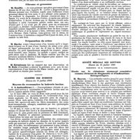1054 - Page 350 - Mercr. méd. Sociétés savantes. Société de chirurgie. Séance du 16 juillet 1890. Traitement des myomes utérins par l'électricité. / Fibrome et grossesse. / Trépanation du crâne. / Académie des sciences. Séance du 19 juillet 1890. Moyens de reconnaître la ladrerie bovine. / Société médicale des hôpitaux. Séance du 18 juillet 1890. Etude sur le chimisme stomacal considéré comme élément de diagnostic et d'indications thérapeutiques
