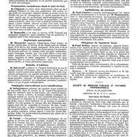 1070 - Page 366 - Mercr. méd. Sociétés savantes. Société anatomique de paris. Séance du 18 juillet 1890. Myocardite pyocyanique. / Trépanation rachidienne dans le mal de Pott. / Septicémie puerpérale. / Maladie d'Addison. / Salpingite tuberculeuse avec calcification. / Epithélioma du sternum. / Phlegmon du ligament large. / Société de médecine publique et d'hygiène professionnelle. Séance du 23 juillet 1890. Les eaux de Paris