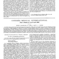 1077 - Page 373 - Mercr. méd. Neuropathologie. Note sur l'état du nerf collatéral externe du gros orteil chez le vieillard, par Albert Gombault, ... (Communication faite le 25 juillet à la Société anatomique de Paris). / Congrès médical international. Tenu à Berlin du 4 au 9 août 1890. Séance d'ouverture le lundi 4 août à 11 heures. Discours d'inauguration de M. Virchow, ..