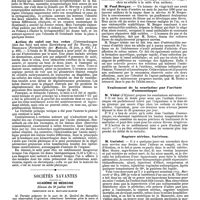 1080 - Page 376 - Mercr. méd. Revue des journaux. Paralysie croisée chez une hystérique, guérison par le transfert, par Moret. / Un cas de maladie de Morvan avec autopsie, par Joffroy et Achard. / Action du salol sur les reins (Untersuchungen über des Salol und seine Einwirkung auf die Nieren), par Hesselbach. / Sociétés savantes. Académie de médecine. Séance du 29 juillet 1890. Abcès central de la diaphyse du fémur. / Traitement de la scarlatine par l'acétate d'ammoniaque. / Rupture utérine. Guérison. / Curettage et chlorure de zinc dans l'endométrite
