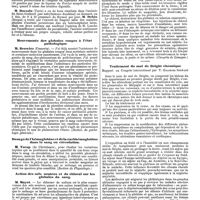 1107 - Page 399 - Mercr. méd. Thérapeutique médicale. Le traitement des anémies. Rapport lu au Congrès international par M. Laache, de Christiania. Mouvements des globules rouges à l'état pathologique. Dosage de l'hémoglobine et de la carbhémoglobine dans le sang en circulation. Action des sels neutres et du chloral sur les globules du sang. Traitement du mal de Bright chronique. Rapport au Congrès international par T. Grainger Stewart