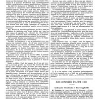 1134 - Page 426 - Mercr. méd. Clinique chirurgicale. Hôpital de Charité. - M. le Pr Trélat. Lymphadénome du testicule. / Les congrès d'août 1890. Antisepsie intestinale et fièvre typhoïde