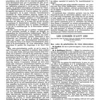1179 - Page 471 - Mercr. méd. Pathologie générale. Tuberculoses locales et tuberculose générale, Rapport lu au Congrès international par le professeur Ponfick (de Breslau). / Les congrès d'août 1890. Des voies de pénétration du virus tuberculeux