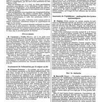 1202 - Page 494 - Mercr. méd. Les congrès d'août 1890. L'infection par les plaies comme cause de certaines formes de pneumonie fibrineuse. / Fièvre jaune. / Traitement de l'aliénation par le séjour au lit. / Sur l'inflammation. / Anatomie de l'épididyme : pathogénie des kystes spermatiques. / Sur la malaria