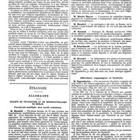 1213 - Page 505 - Mercr. méd. Sociétés savantes. Association française pour l'avancement des sciences. Session de Limoges. Communications diverses (Fin). / Étranger. Allemagne. Société de psychiatrie et de neuropathologie de Berlin. Paralysie multiple des nerfs crâniens. / Affections organiques et hystérie