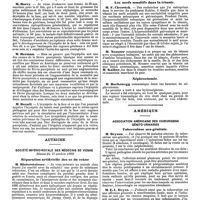 1238 - Page 530 - Mercr. méd. Étranger. Société obstétricale de Londres. Séance du 2 octobre 1890. Erysipèle et puerpéralité. / Autriche. Société império-royale des médecins de Vienne. Séance du 17 octobre 1890. Réparation artificielle des os du crâne. / Les nerfs sensitifs dans la tétanie. / Néphrectomie. / Amérique. Association Américaine des chirurgiens génito-urinaires. Tuberculose uro-génitale