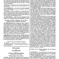 1269 - Page 555 - Mercr. méd. Sociétés savantes. Société médicale des hôpitaux. Séance du 31 octobre 1890. Du Salol. Mortalité et durée comparée de la fièvre typhoïde dans les hôpitaux parisiens. Ordre du jour de la séance du 7 novembre. Étranger. Allemagne. Société de médecine berlinoise. Séance du 22 octobre 1890. Thérapeutique intra-utérine. Lordose de la région cervicale de la colonne vertébrale