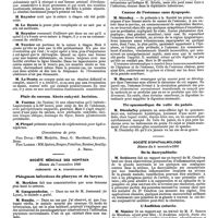1279 - Page 565 - Mercr. méd. Sociétés savantes. Société de chirurgie. Séance du 5 novembre 1890. Traitement des myomes utérins. / Excision d'une éventration. / Plaie de caecum. Abcès enkysté. Incision. [A. Broca]. / Société médicale des hôpitaux. Séance du 7 novembre 1890. Phlegmon infectieux du pharynx et du larynx. / Cancer de l'estomac sans dyspepsie. / Tic spasmodique du voile du palais. / Société d'ophthalmologie. Séance du 4 novembre 1890. De la dacryadénite. / L'Audition colorée