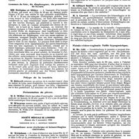 1283 - Page 569 - Mercr. méd. Étranger. Angleterre. Société pathologique de Londres. Séance du 4 novembre 1890. Gommes du poumon. / Gommes du foie, du diaphragme, du poumon et de la rate. / Polype de la trachée. / Présentation de pièces. / Société médicale de Londres. Séance du 3 novembre 1890. Rhumatisme avec érythème et hémorrhagies viscérales. / Fistule vésico-vaginale. Taille hypogastrique