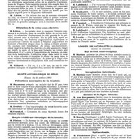 1299 - Page 585 - Mercr. méd. Étranger. Allemagne. Société de médecine interne de Berlin. Séance du 3 novembre 1890 (suite). / Société laryngologique de Berlin. Séance du 31 octobre 1890. Pulsations anormales de la trachée. / Herpès récidivant chronique de la bouche. / Congrès des naturalistes Allemands. Section de chirurgie. Mal de Pott sous-occipital. / Invagination intestinale. / Hernies de la ligne blanche. / Splénectomie
