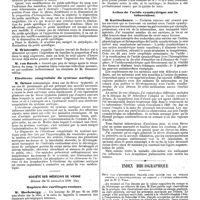 1380 - Page 662 - Mercr. méd. Étranger. Autriche. Société império-royale des médecins de Vienne. Séance du 19 décembre 1890. Nouvelle méthode pour déterminer le poids spécifique du sang. / Etroitesse congénitale du système aortique. / Société des médecins de Vienne. Séance du 14 novembre 1890 (fin). / Index bibliographique. Sept cas d'endométrite traités avec succès par le curage associe à l'écouvillonnage ou associé à d'autres opérations, par le Dr J. Para