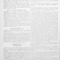 0147 - Page 126 - Varia. Actes de la Faculté de médecine de Paris / Thèses de la Faculté de médecine de Paris / Enseignement médical libre / Nouvelles. Natalité à Paris / Mortalité à Paris / Faculté des sciences de Paris / Faculté de médecine de Paris / Faculté de médecine de Lille / Faculté de médecine de Montpellier