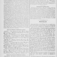 0096 - Page 94 - Varia. Inauguration de l'université de Bordeaux / Actes de la Faculté de médecine de Paris / Thèses de Faculté de médecine de Paris / Enseignement médical libre / Nouvelles. Natalité à Paris / Mortalité à Paris / Académie de médecine / Faculté de médecine de Paris / Ecole de médecine de Grenoble