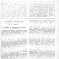 0020 - Page 17 - Sommaire / Clinique chirurgicale. Clinique chirurgicale de l'Hôtel-Dieu. M. le Pr Duplay. Traitement de l'hydarthrose du genou. Leçon recueillie par M. le Dr Clado