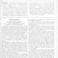 0116 - Page 113 - Sommaire / Syphiligraphie. L'hérédité dans la syphillis. Par le Dr Paul Raymond...