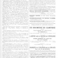 0131 - Page 128 - Nouvelles. Natalité à Paris / Mortalité à Paris / Ecole supérieure de pharmacie de Paris / Faculté de médecine de Nancy / Faculté de médecine de Bordeaux / Service de santé des colonies / Assistance publique / La peste en Portugal / Pour la guérison des bègues, des muets ou des arriérés de la parole / Nécrologie [Dr Crevoisier d'Hurbache (de Brest) / Dr Ferron / Dr Anatole Chagnaud]