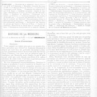 0416 - Page 415 - Sommaire / Histoire de la médecine. Faculté de médecine de Paris. - M. le Pr Brissaud. Leçon d'ouverture