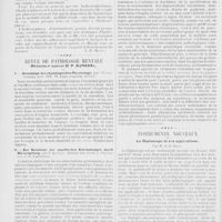 0015 - Page 12 - Revue chirurgicale. Pathogénie de l'hydronéphrose intermittente; par M. Bazy. (Revue de chirurgie, n°1, 1903) [L.-E. Morel] / Revue de pathologie mentale. Rédacteur spécial Dr P. Keraval. I. - Grundzüge der physiologischen Psychologie, par Wundt. (Leipzig... 1902. W. Enge cinquième édition.) / II. - Zur Kenntniss der psychischen Erkrankungen durch Bleivergiftung, par F, Quensel. (Extrait des Archiv f. Psychiatrie...) / Instruments nouveaux. Le diploscope et ses applications; par M. le Dr Remy