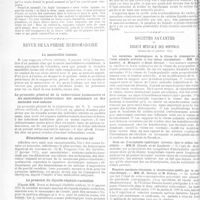 0061 - Page 54 - Actualités. A la Société de chirurgie (Eloge de Pozzi, par M. Jean-Louis Faure) / Revue de la presse hebdomadaire. La mastoïdite latente (Presse médicale, 19 janvier 1921) / Le pronostic général de la tuberculose pulmonaire et les antécédents tuberculeux des ascendants ou des malades eux-mêmes (Presse médicale, 19 janvier 1921) / Hématémèses et mélaena du nouveau-né (Gaz. des hôpitaux, 22 janvier 1921) / La pression du liquide céphalo-rachidien (Bulletin médical, 19-22 janvier 1921) / Sociétés savantes. Société médicale des hôpitaux. Séance du 14 janvier 1921