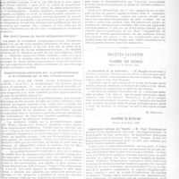 0124 - Page 117 - Revue de la presse hebdomadaire. La courbe de température «brouillée» dans la période prodromique de la fièvre typhoïde (Presse médicale, 2 mars 1921) / Que faut-il penser du vaccin antipneumococcique? (Presse médicale, 5 mars 1921) / Considérations générales sur la protéinothérapie et le traitement par le choc colloïdoclasique (Presse médicale, 5 mars 1921) / Sociétés savantes. Académie des sciences. Séance du 21 février 1921 / Académie de médecine. Séance du 8 mars 1921