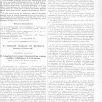 0506 - Page 505 - Hydrologie. Nouvelles recherches sur le pouvoir anti-anaphylactique des eaux thermo-minérales de Royat et de la Bourboule, par G. Billard, Ferreyrolles et A. Mougeot / XVe Congrès français de médecine (Strasbourg, 3-5 octobre 1921). Première question. De l'adaptation anatomique et fonctionnelle du coeur aux conditions pathologiques de la circulation (Suite)