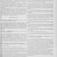 0111 - Page 113 - Actualités médicales. Pédiatrie. La migraine chez les enfants (Comby, Arch. de médecine des enfants, janvier 1921) / Système nerveux. L'hémorragie méningée dans l'urémie (Chabé, Journ. de méd. de Bordeaux, 28 nov. 1920) / Epilepsie et radiothérapie (Kummer, Rev. méd. de la Suisse romande, octobre 1920) / Etude expérimentale de l'encéphalite léthargique (Levaditi et P. Harvier, Annales de l'Institut Pasteur..., décembre 1920) / Les médicaments hypnotiques d la digestion (Fouillouze, Thèse de Lyon, 1920)