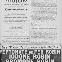 0811 - Page 823 - Nouvelles. Faculté de médecine de Paris / Enseignement clinique complémentaire / Hôpitaux de Lyon / Hôpital Cochin / Association générale des étudiants