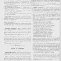 0198 - Page 286 - Informations. Facultés - Ecoles - Enseignement. Clinique de la tuberculose / La gynécologie du praticien / La maison de la médecine / Concours. Chirurgiens des hôpitaux de Paris / Adjuvat / Un concours sur titres / Echos & glanures. Silhouettes de médecins / Pierquin, le désespéré [Dr P. Lemay]