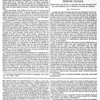 0147 - Page 135 - Étiologie. Remarques sur les analogies étiologiques de la phthisie pulmonaire tuberculeuse ; par le docteur Jules Arnould. La fin au prochain numéro. / Médecine pratique. Observations pour servir à l'histoire des corps étrangers dans les voies aériennes ; par M. Bourdillat... Suite. - Voir les n°s 7 et 9. / Feuilleton. Le galetas de l'académie de médecine. [J. M. Guardia]