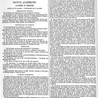 0036 - Page 34 - Revue des journaux de médecine. Journaux allemands. I. Archiv fur anatomie, physiologie und wissenschaftliche medicin ; par C. B. Reichert et E. du Bois-Reymond. Sur la disposition des fibres nerveuses dans la commissure antérieure du cerveau chez les mammifères et sur sa signification ; par J. Sander. [Dr H. Beaunis...]. (La suite au prochain numéro.). / Travaux académiques. Académie de médecine