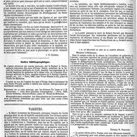 0052 - Page 52 - Bibliographie. Nouveaux éléments d'anatomie descriptive et d'embryologie ; par H. Beaunis et A. Bouchard... - Paris, J. B. Baillière et fils, 1868... Suite et fin. - Voir le numéro précédent. [J. M. Guardia]. / Index bibliographique. De l'herpès récidivant des parties génitales ; par le docteur A. Doyon... - Paris, 1868, chez Victor Masson et fils... / Recherches sur la carie dentaire ; par les docteurs Th. Leber et J. B. Rottenstein... - Paris, 1868, Adrien Delahaye... / Variétés. [Nécrologie] Robert Parett