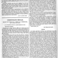 0070 - Page 70 - Médecine opératoire. Relation de trois cas de fistules vésico-vaginales et d'un cas de fistule uréthro-utérine opérées avec succès ; par M. le docteur L. Duclout... Suite. - Voir le n° 4. La fin à un prochain numéro. / Correspondance médicale. Quelques mots encore sur la théorie de la fermentation ; par M. Durand..