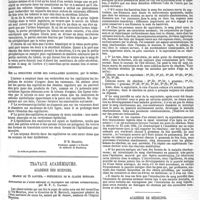 0089 - Page 89 - Revue des journaux de médecine. Journaux allemands. III. Archiv fur pathologischen anatomie und physiologie und fur klinische medicin ; par R. Virchow. Sur l'anatomie et la physiologie du foie ; par N. Chrzonszczewsky. / Sur la structure intime des capillaires sanguins ; par le même. [Dr H. Beaunis...]. La suite au prochain numéro. / Travaux académiques. Académie des sciences. / Académie de médecine