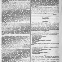 0596 - Page 592 - Bibliographie. I. Climats et endémies, esquisses de climatologie comparée ; par P. Ch. Pauly..., Paris, G. Masson... - II. Contribution à l'étude de l'acclimatement des Français en Algérie ; par le docteur René Ricoux..., Paris, G. Masson, 1874... Suite et fin. - Voir le numéro précédent. [J. Arnould]. / Variétés. Chronique