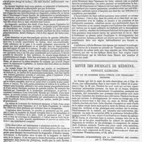 0012 - Page 8 - Revue des cliniques et des sociétés savantes. Hôpitaux de Paris. / Revue des journaux de médecine. Journaux allemands. Un cas de grossesse extra-utérine avec terminaison heureuse. / Recherches microscopiques sur la composition des lochies ; par C. Rokitansky