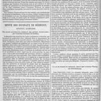 0012 - Page 8 - Clinique externe. Plaie contuse du nerf médian ; troubles trophiques ; escharres aux extrémités des doigts ; par M. H. Duret... / Revue des journaux de médecine. Journaux allemands. Des suites qu'entraîne l'embolie des artères pulmonaires ; par le docteur Cohnheim... / Un cas de tumeur du cervelet, observé par le docteur Winter..