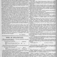 0016 - Page 12 - Bibliographie. Leçons de thérapeutique générale et de pharmacodynamie ; par le docteur Armand de Fleury..., avec 4 tableaux synoptiques. - Paris, Adrien Delahaye, 1875. [Dr J. Arnould]. / Index de thérapeutique. Préparations ferrugineuses. / Variétés. Chronique. / État sanitaire de la ville de Paris. - Population (recensement de 1872), 1,851,792 habitants