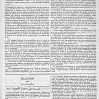 0017 - Page 13 - Revue hebdomadaire. Académie de médecine : vote sur les conclusions de la communication de M. Giraud-Teulon relative aux troubles visuels dans leurs rapports avec le service militaire. - Le vertige mental. - De la leucocytose dans les affections morvo-farcineuses. - Un cas de paraplégie par oblitération de l'aorte abdominale et de ses branches de terminaison. / Feuilleton. Revue étrangère. L'art du dentiste en Espagne ; nouveau décret. - Nouvelles chaires de la Faculté. - Faux diplômes d'Universités d'Amérique. - Les femmes pharmaciennes en Angleterre. - Question d'hygiène : les ruisseaux