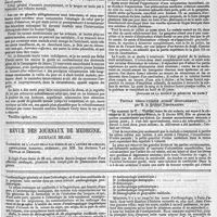 0589 - Page 585 - Correspondance médicale. Note sur un cas de glossite phlegmoneuse ; par M. le docteur Fieuzal. / Revue des journaux de médecine. Journaux belges. Gangrène de l'avant-bras par embolie de l'artère brachiale ; amputation tardive, guérison ; par MM. les docteurs Van Wetter et Deneffe. / Fistule vésico-utérine guérie spontanément ; par M. le docteur Verstraeten. / Feuilleton. Ouverture des cours d'anthropologie. Au siége de la Société d'anthropologie, - à l'Ecole pratique de la Faculté de Médecine. Le programme de l'anthropologie. Leçon d'ouverture, le 15 novembre 1876, par M. Broca... Suite et fin. - Voir le numéro précédent