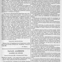 0613 - Page 615 - Revue des journaux de médecine. Journaux allemands. Appareil digestif. I. Un cas de tuberculose buccale étendue, par Eichhoff. - II. Anomalie de l'artère linguale, par Zuckerkandel. - III. Carcinome de l'oesophage avec perforation dans le coeur, par Hindenlang. - IV. Un cas de fistule oesophago-trachéale, par Scheele. - V. Sarcome plexiforme pédiculé de la paroi postérieure du pharynx, par Billroth et Ehrendorfer. / Indications bibliographiques. [E. Ricklin]. / Travaux académiques. Académie des sciences