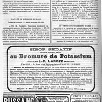 0412 - Page 408 - Variétés. Chronique. / Faculté de médecine de Paris. / Décès notifiés au bureau municipal de statistique de la ville de Paris du vendredi 10 août au jeudi 16 août 1883. / Ouvrages nouvellement parus