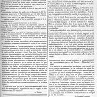 0011 - Page 7 - Recueil de faits cliniques. Note sur un cas d'atrophie musculaire progressive, secondaire, développée chez un sujet primitivement atteint de paralysie infantile. [A Dutil]. / Revue bibliographique. L'Evolution de la morale, par M. Ch. Letourneau. A. Delahaye et E. Lecrosnier. - Paris, 1887. / Considérations sur le goître dépendant de la grossesse et de l'accouchement, par A. De Burine. - Thèse de Paris, 1886. [Dr Georges Lemoine]. / Etude comparée sur l'enseignement actuel de l'hygiène dans les Facultés de médecine en Europe, par M. Wolf Loewenthal. - Paris, 1887, librairie H. Le Soudier